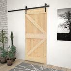 vidaXL Schuifdeur met beslag 100x210 cm massief grenenhout, Doe-het-zelf en Verbouw, Deuren en Horren, Verzenden, Nieuw