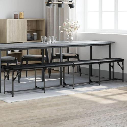 vidaXL Eetkamerbank 248x32x45 cm staal en kunstleer zwart, Huis en Inrichting, Tafels | Eettafels, Nieuw, Verzenden