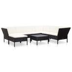 vidaXL 8-delige Loungeset met kussens poly rattan zwart, Nieuw, 8 zitplaatsen, Loungeset, Verzenden