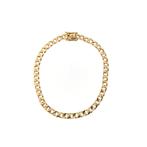 Gouden platte gourmetschakel armband met diamant; 0,27 ct..., Sieraden, Tassen en Uiterlijk, Armbanden, Gebruikt, Overige kleuren