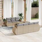 vidaXL 8-delige Loungeset met kussens poly rattan beige, Tuin en Terras, Verzenden, Nieuw, Rotan, Loungeset