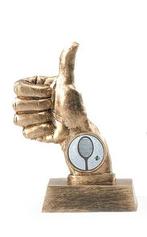 Trofee duim metaal look (13cm), Verzenden, Nieuw, Feestartikel