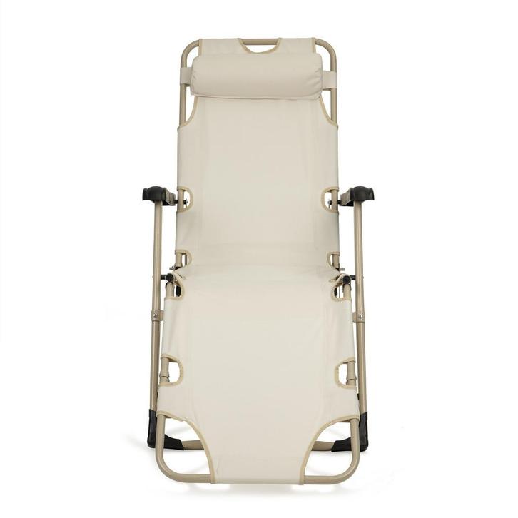 2-in-1 Tuinstoel Ligstoel Beige | Gebruikt | 40% Korting, Tuin en Terras, Tuinstoelen, Nieuw, Metaal, Ophalen of Verzenden
