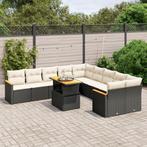 vidaXL 11-delige Loungeset met kussens poly rattan zwart, Verzenden, Nieuw, Rotan, Loungeset