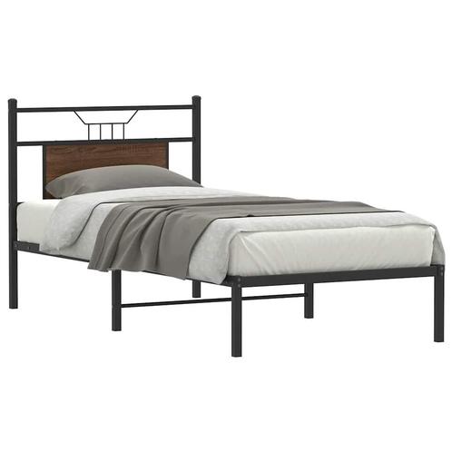 vidaXL Bedframe zonder matras bewerkt hout bruin eikenkleur, Huis en Inrichting, Slaapkamer | Bedden, Bruin, Nieuw, Hout, Eenpersoons