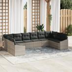vidaXL 10-delige Tuinset met kussens poly rattan lichtgrijs, Tuin en Terras, Verzenden, Nieuw, Rotan, Tuinset