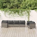 vidaXL 7-delige Loungeset met kussens poly rattan grijs, Verzenden, Nieuw, Rotan, Loungeset