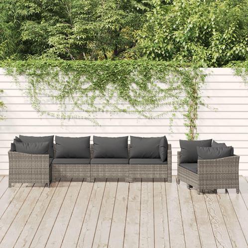 vidaXL 7-delige Loungeset met kussens poly rattan grijs, Tuin en Terras, Tuinsets en Loungesets, Loungeset, Nieuw, Rotan, Verzenden