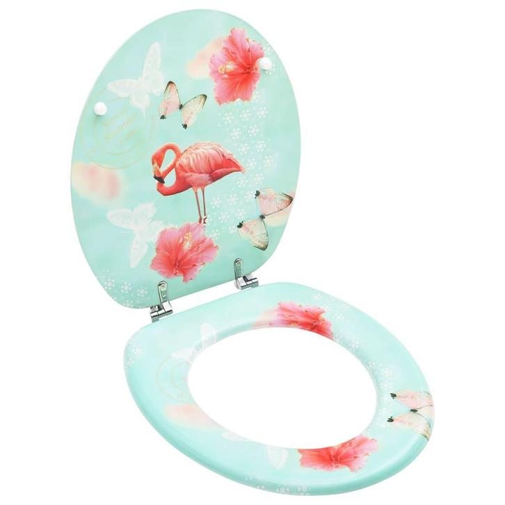 vidaXL Toiletbril met deksel flamingo MDF, Doe-het-zelf en Verbouw, Sanitair, Nieuw, Verzenden