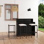 vidaXL 4-delige Tuinbarset met kussens zwart, Tuin en Terras, Tuinsets en Loungesets, Verzenden, Nieuw, Rotan, 3 zitplaatsen