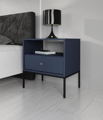 Nachtkastje blauw goud 54x39x56 Bedkast beschikbaar voor biedingen