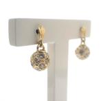Geelgouden oorbellen met bolletjes hanger; zirconia, Sieraden, Tassen en Uiterlijk, Oorbellen, Ophalen of Verzenden, Gebruikt