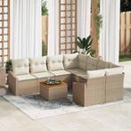 vidaXL Tuin Sofa Set 9 pcs Beige en wit, Verzenden, Nieuw, Rotan