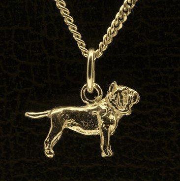 Gouden Mastino Napolitano oren gecoupeerd ketting hanger ..., Sieraden, Tassen en Uiterlijk, Kettinghangers, Verzenden