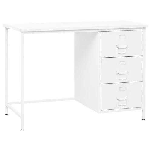 vidaXL Bureau industrieel met lades 105x52x75 cm staal wit, Huis en Inrichting, Bureaus, Nieuw, Verzenden