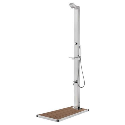 vidaXL Buitendouche met bruine basis 225 cm roestvrij staal, Tuin en Terras, Zwembad-toebehoren, Nieuw, Verzenden