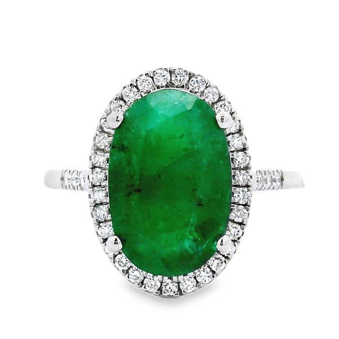 Ring Platina - 3.61ct. tw. Smaragd - Diamant, Sieraden, Tassen en Uiterlijk, Ringen