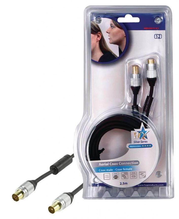 Hoge kwaliteit coax kabel 2,50 m, Audio, Tv en Foto, Audiokabels en Televisiekabels, Tv-kabel, Nieuw, Ophalen of Verzenden