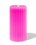 HEMA LED kaars 7.5x15cm rib roze 2+1 gratis, Verzenden, Nieuw