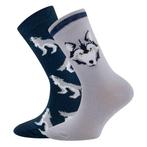 Dubbelpak Kindersokken Grijs en Blauw met Wolven - 23/26 NIE, Jongen of Meisje, Nieuw, Ophalen of Verzenden, Ewers