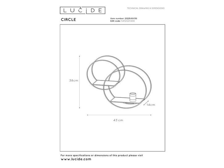 Lucide CIRCLE - Wandlamp - 1xE27 - Zwart, Huis en Inrichting, Woonaccessoires | Overige, Zo goed als nieuw, Verzenden