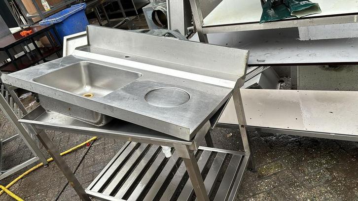 Aanvoertafel rechts 121x72x90 lxdxh - let op zonder onderste, Zakelijke goederen, Horeca | Meubilair en Inrichting, Ophalen of Verzenden