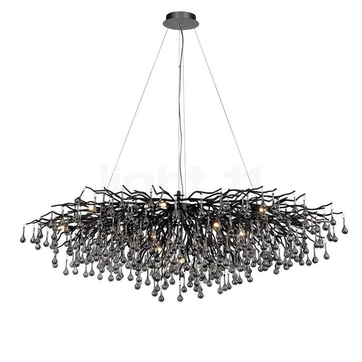 PAUL NEUHAUS Icicle Kroonluchter, zwart - 150 cm, Huis en Inrichting, Lampen | Hanglampen, Nieuw, Glas, Verzenden