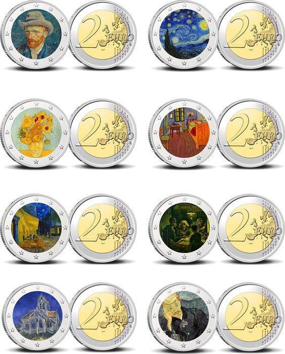 Europa. 2 Euro Various Years Vincent Van Gogh serie 1 (8, Postzegels en Munten, Munten | Europa | Euromunten
