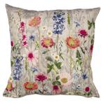 kussen geborduurd wilde bloemen klaproos 60x60cm, Huis en Inrichting, Verzenden, Nieuw