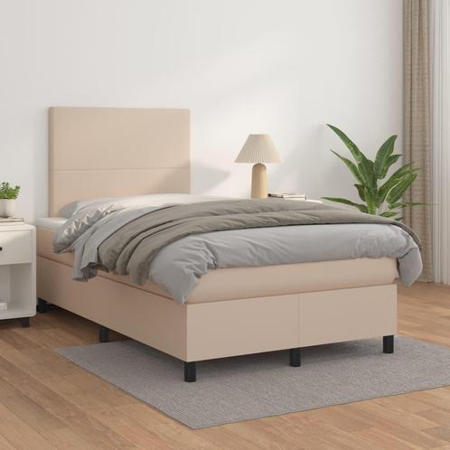 vidaXL Boxspring met matras kunstleer cappuccinokleurig, Huis en Inrichting, Slaapkamer | Bedden, 120 cm, 200 cm, Bruin, Twijfelaar