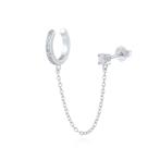 925 zilveren oorsteker met ear cuff en mini zirkonias, Verzenden, Nieuw, Zilver