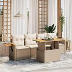 vidaXL 5-delige Loungeset met kussens poly rattan beige, Tuin en Terras, Tuinsets en Loungesets, Verzenden, Nieuw, Rotan, Loungeset