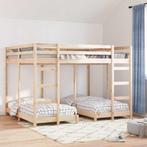 vidaXL Drie-hoog Bunk Bed Frame Bruin 160 x 200 cm Massief, Verzenden, Nieuw, Bruin, Hout