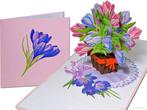 Boeket bloemen Krokussen pop-up wenskaart, Verzenden, Nieuw