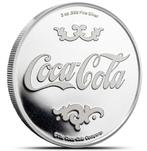 Wereld. Silver medal Coca Cola Logo, Colorized, 2 oz mit CoA