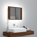vidaXL Spiegelkast LED 60x12x45 cm bewerkt hout bruin, Verzenden, Nieuw