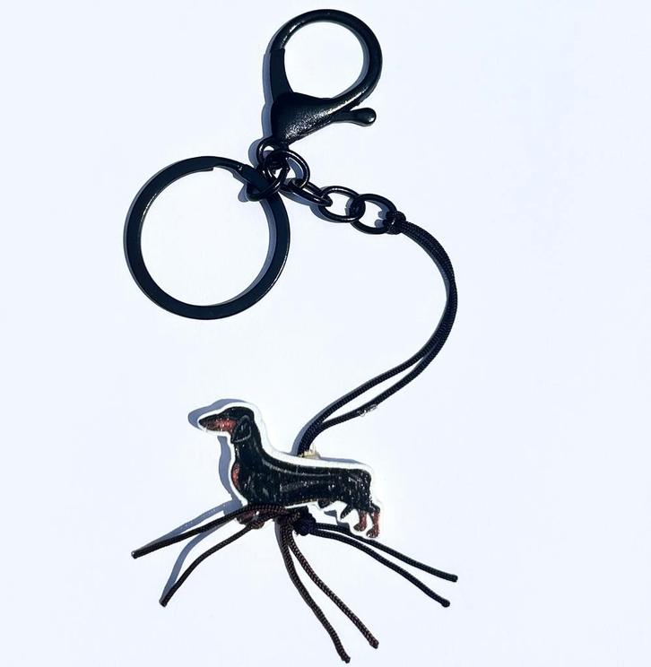 Sleutelhanger/tashanger Teckel zwart, Dieren en Toebehoren, Honden-accessoires, Nieuw, Verzenden