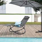 [en.casa] Ligstoel Pulsano schommelstoel 166x74x86 cm donker, Tuin en Terras, Ligbedden, Verzenden, Nieuw