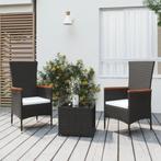 vidaXL 3-delige Loungeset poly rattan en staal zwart, 3 zitplaatsen, Nieuw, Loungeset, Verzenden