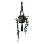 Plantenhanger Funky Petrol Blauw - Katoen - Macramé -, Huis en Inrichting, Woonaccessoires | Overige, Ophalen of Verzenden, Nieuw