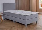 ACTIE! 1-Persoons boxspring Pamplona 90 200 Grijs, 90 cm, Eenpersoons, Verzenden, Nieuw