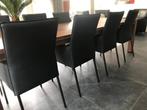 Set van 8 leren eetkamerstoelen - zwart leer, Overige kleuren, Nieuw, Leer, Ophalen of Verzenden