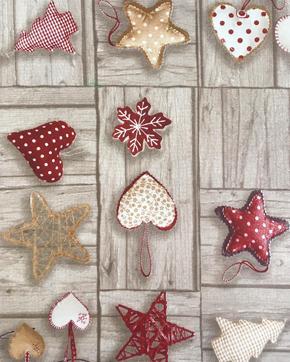 Polyester/Katoen Christmas Wood, Hobby en Vrije tijd, Stoffen en Lappen, Overige kleuren, Nieuw