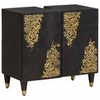 vidaXL Wastafelkast Zwart 62 x 33 x 58 cm Massief Mango Hout, Huis en Inrichting, Verzenden, Nieuw