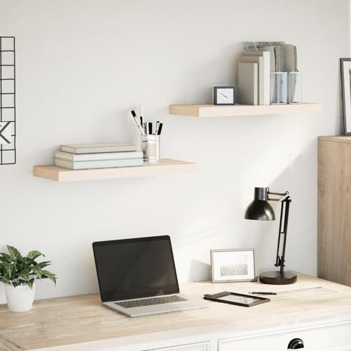 vidaXL Wandschapppen 2 st 60x23,5x4 cm bewerkt hout, Huis en Inrichting, Woonaccessoires | Wandplanken en Boekenplanken, Nieuw
