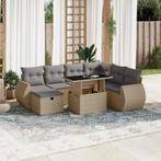 vidaXL 8-delige Loungeset met kussens poly rattan beige, Verzenden, Nieuw, Rotan, Loungeset
