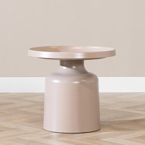40% Korting: Salontafel Donna rond metaal taupe, Huis en Inrichting, Tafels | Salontafels, Zo goed als nieuw, Rond, Ophalen