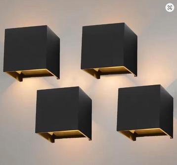 4x Kubus Wandlamp LED – Aluminium, 7W, Warm Licht beschikbaar voor biedingen