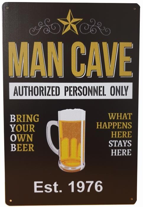 Man Cave est 1976 reclamebord, Verzamelen, Merken en Reclamevoorwerpen, Nieuw, Ophalen of Verzenden