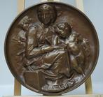 Reliëf, Virgen María con niño Jesús - 5 cm - Brons, Antiek en Kunst
